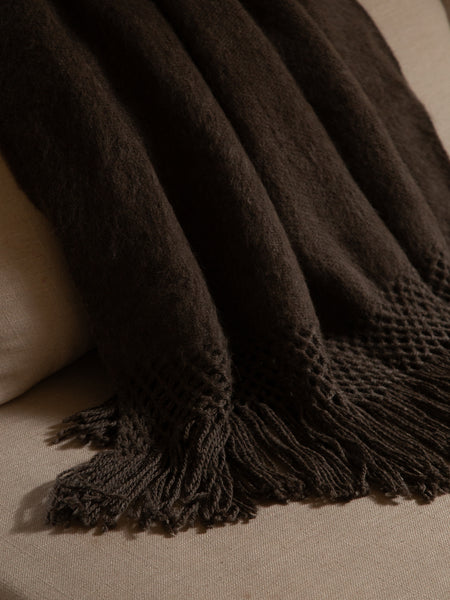 BRUSHED NATURAL BLACK THROW
