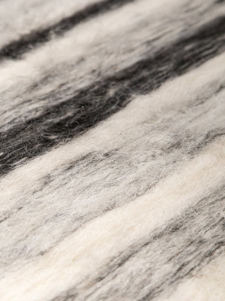 MARBLED STRIPES | NATURAL WHITE & BLACK | BRUSHED LLAMA | THIN THICKNESS