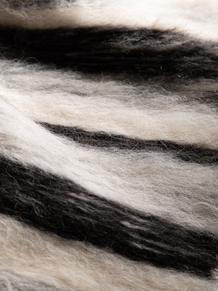 MARBLED STRIPES | NATURAL WHITE & BLACK | BRUSHED LLAMA | THIN THICKNESS